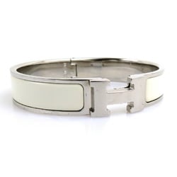 Hermes HERMES Bangle Bracelet Click Clack Metal Enamel Silver Off-White Women's e59308j