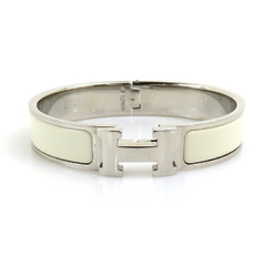 Hermes HERMES Bangle Bracelet Click Clack Metal Enamel Silver Off-White Women's e59308j