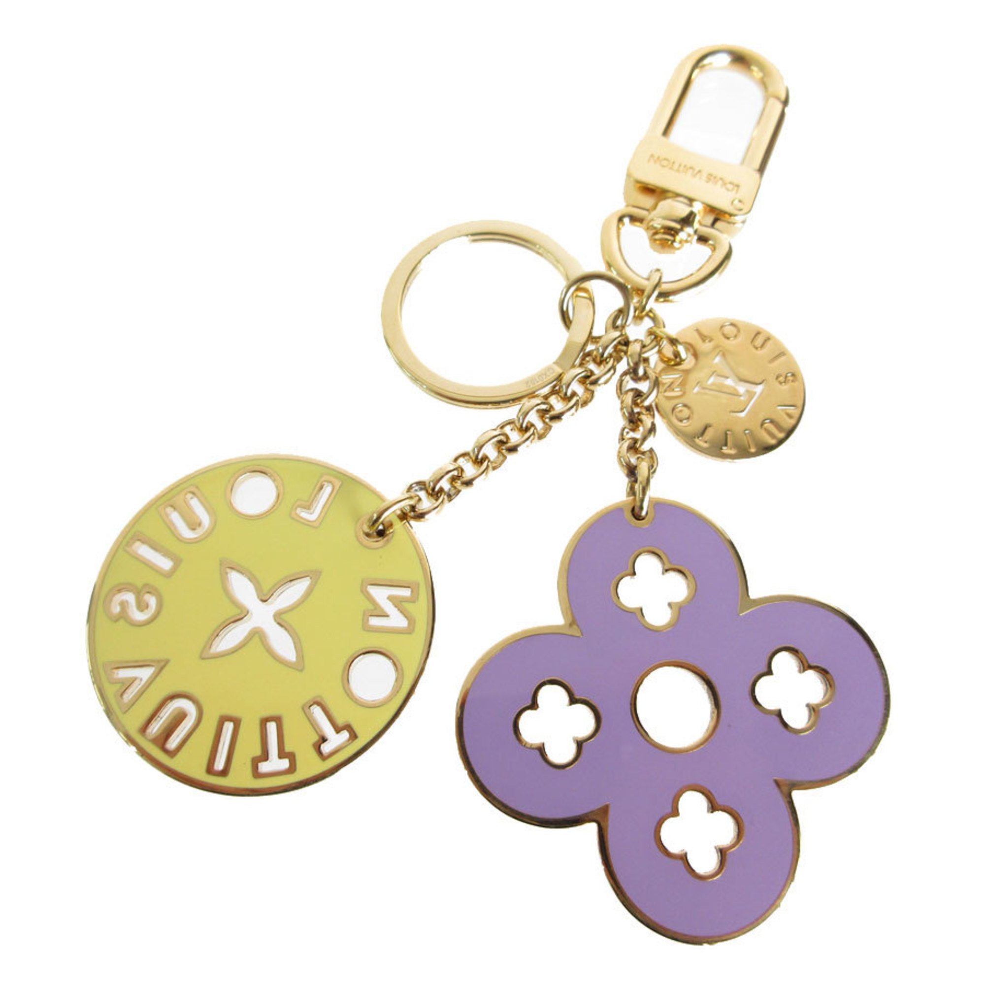 LOUIS VUITTON Charm Keyring Portocle Looping Metal Enamel Gold Multicolor Women's M66006 s0367a