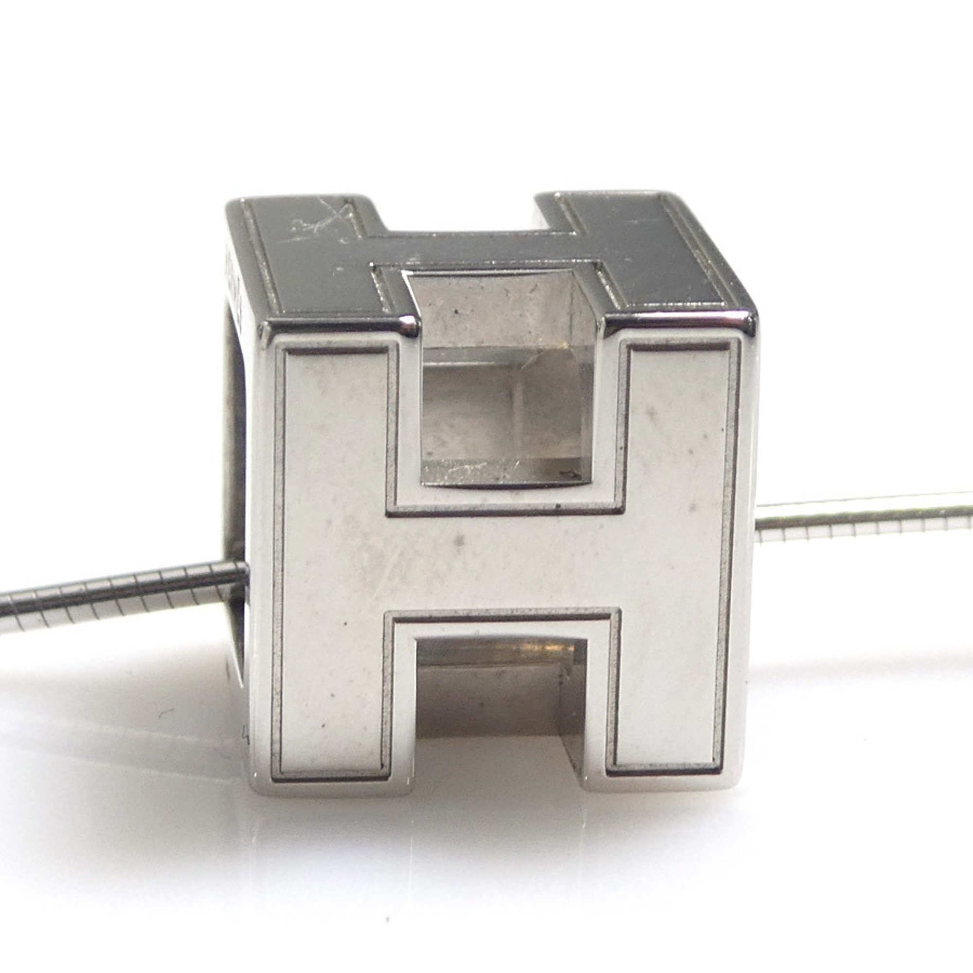 Hermes HERMES Necklace H Cube Cage d'Ash Metal Silver Women's e59309g