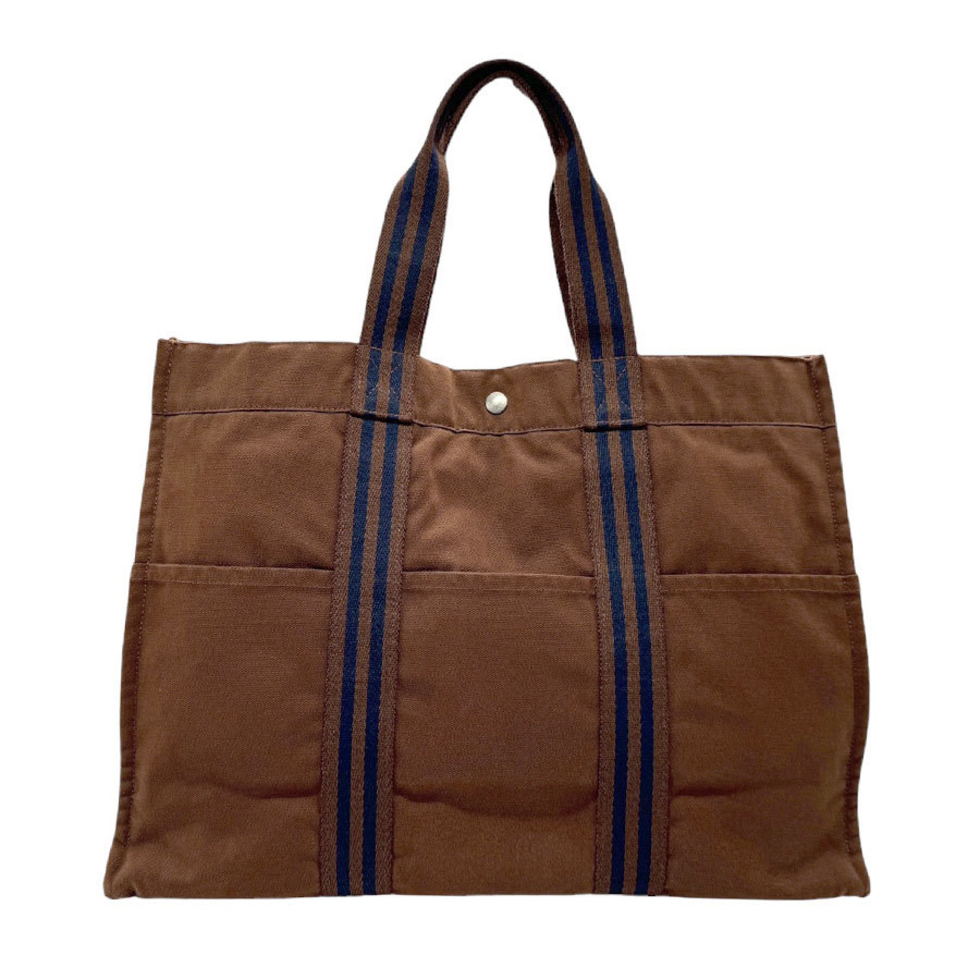 Hermes HERMES Handbag Tote Bag Foult GM Canvas Brown Men's Women's n0442