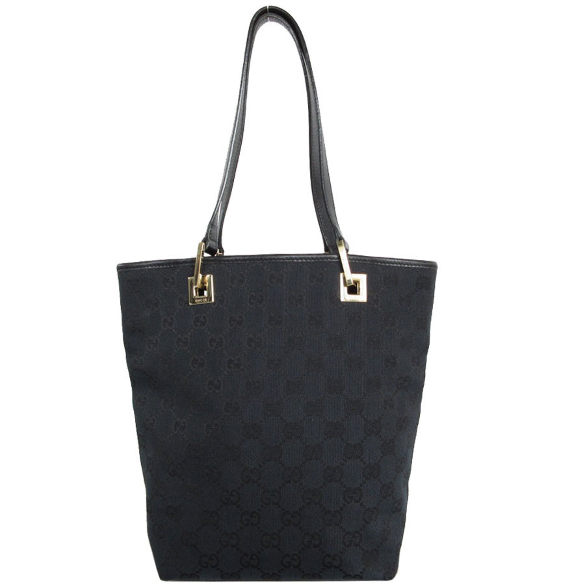 GUCCI handbag tote bag GG canvas leather black gold ladies s0348a