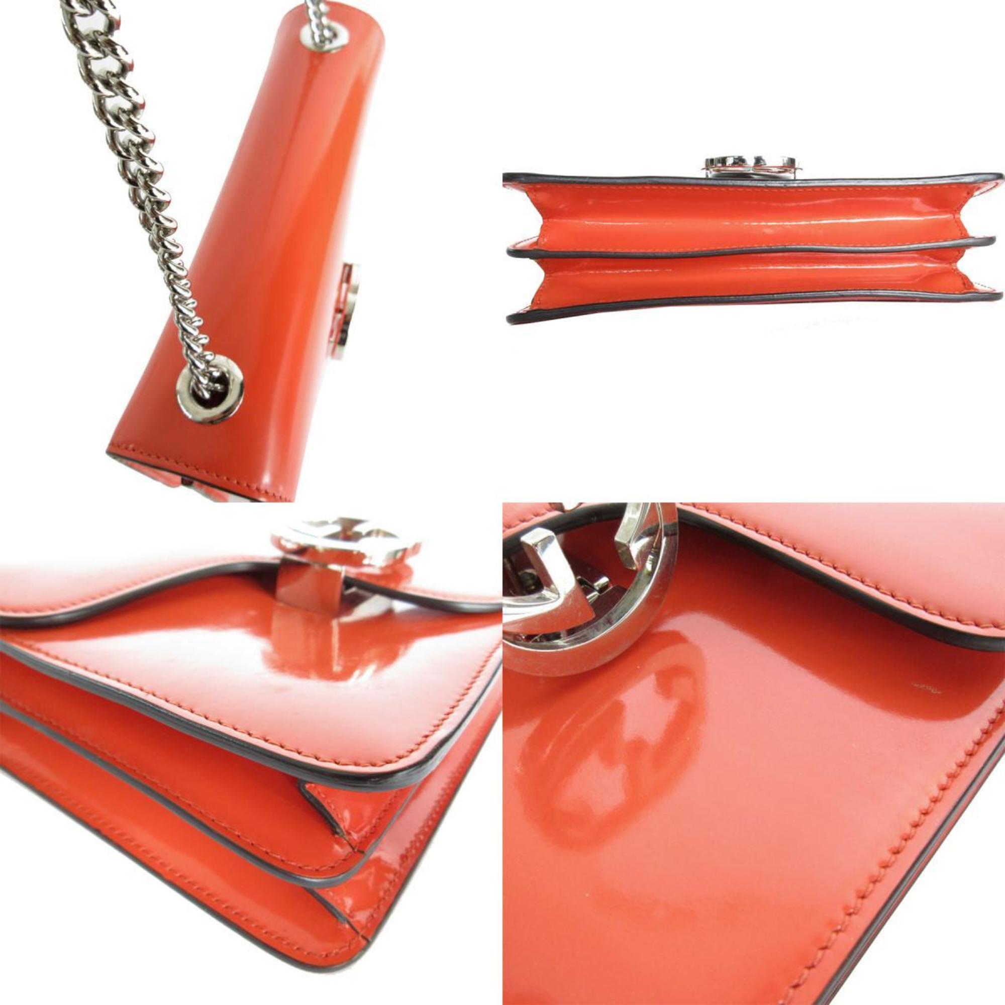 GUCCI Shoulder Bag Interlocking G Leather Orange Silver Women's 387609 s0344a