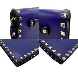 Valentino Garavani Clutch Bag Leather Blue Women's N0448