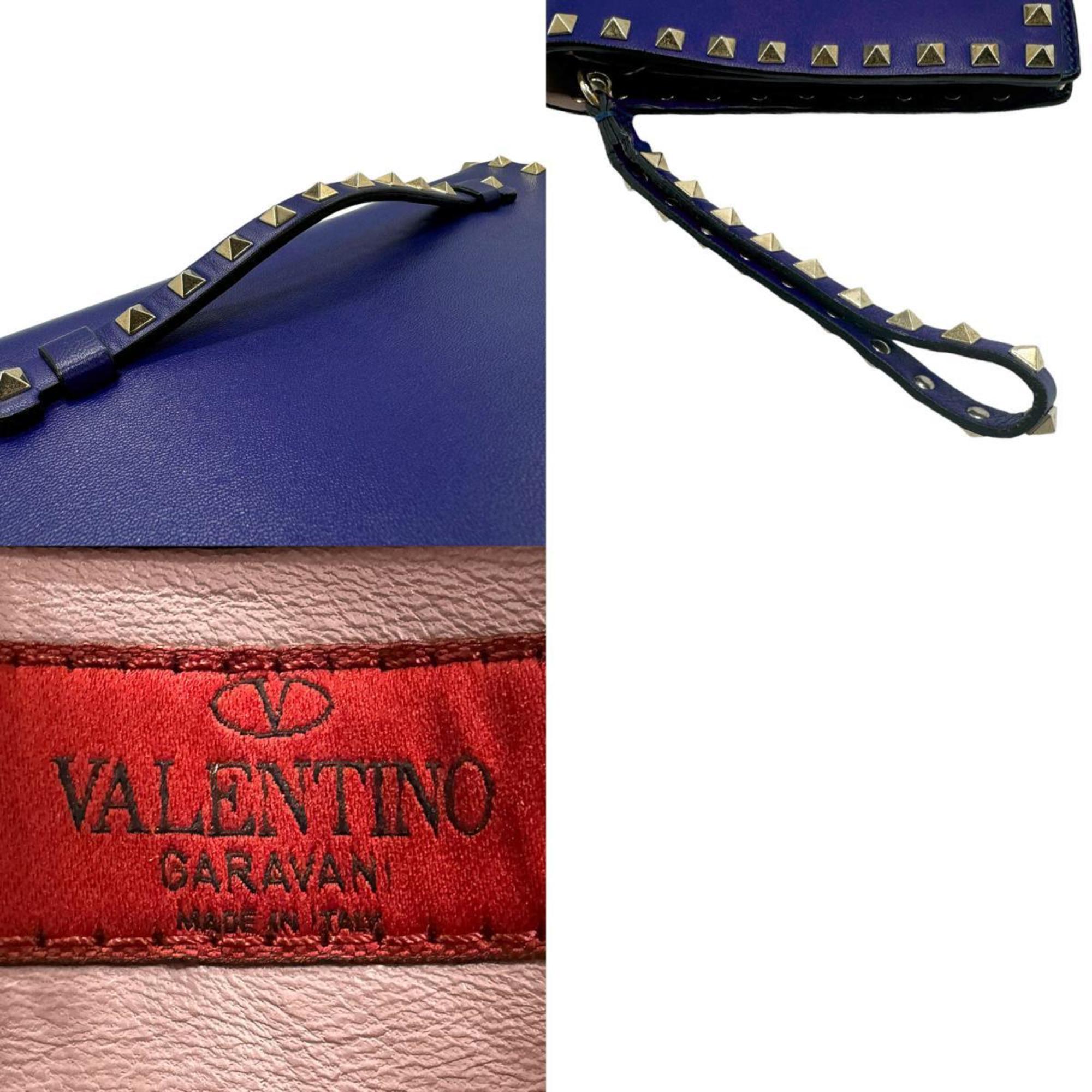 Valentino Garavani Clutch Bag Leather Blue Women's N0448