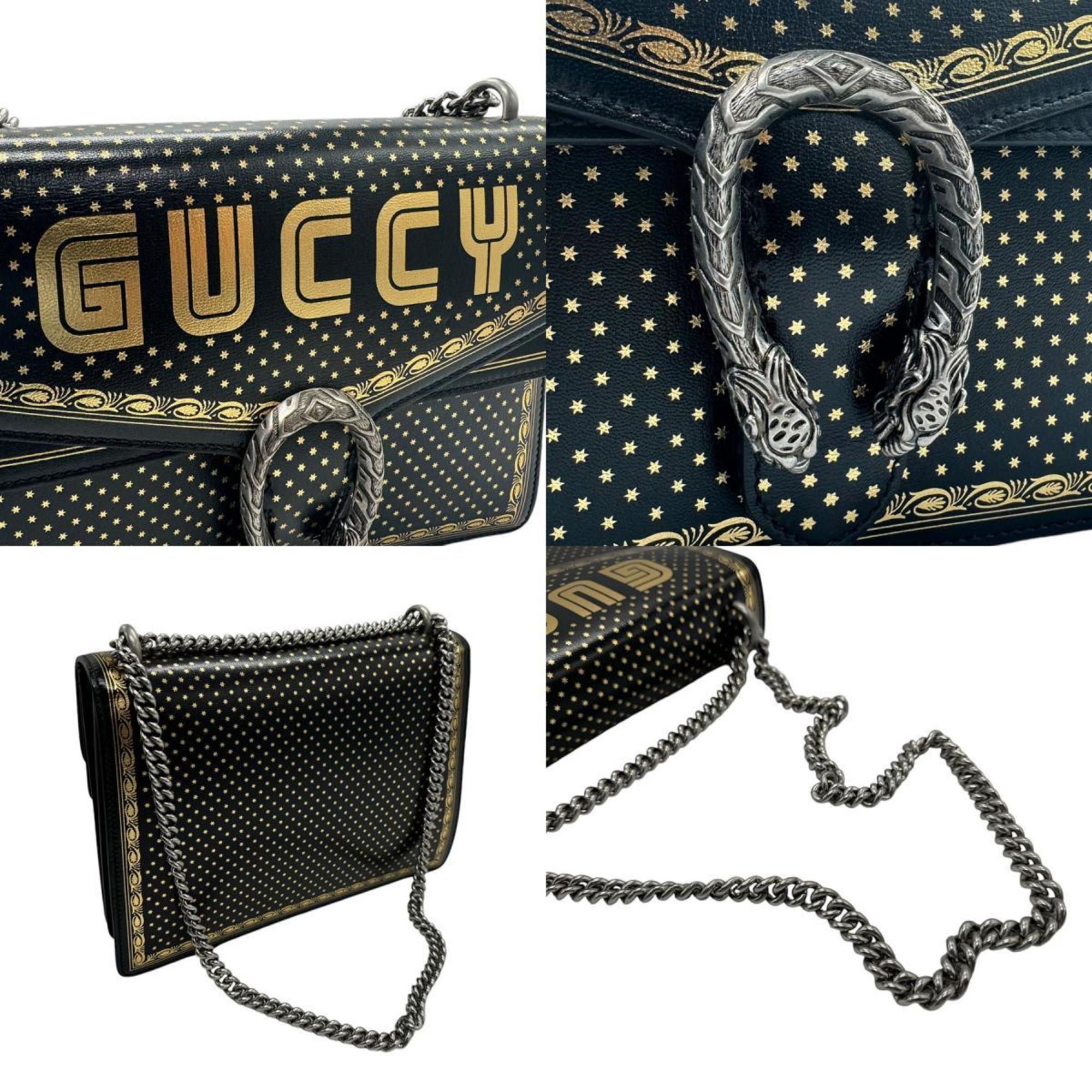 GUCCI Shoulder Bag GUCCY Dionysus Leather Black Women's 400235 z2546