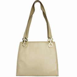 Salvatore Ferragamo shoulder bag Gancini leather beige gold women's s0351k