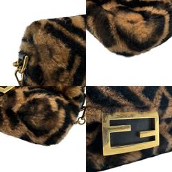 FENDI Shoulder Bag Handbag Baguette Fur Brown Gold Women's 8BS017-A8HP z2565