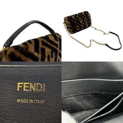 FENDI Shoulder Bag Handbag Baguette Fur Brown Gold Women's 8BS017-A8HP z2565