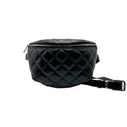 CHANEL Waist Bag Belt Staff Uniform Lambskin Black Women's n0436