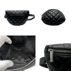 CHANEL Waist Bag Belt Staff Uniform Lambskin Black Women's n0436