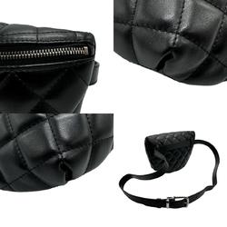 CHANEL Waist Bag Belt Staff Uniform Lambskin Black Women's n0436