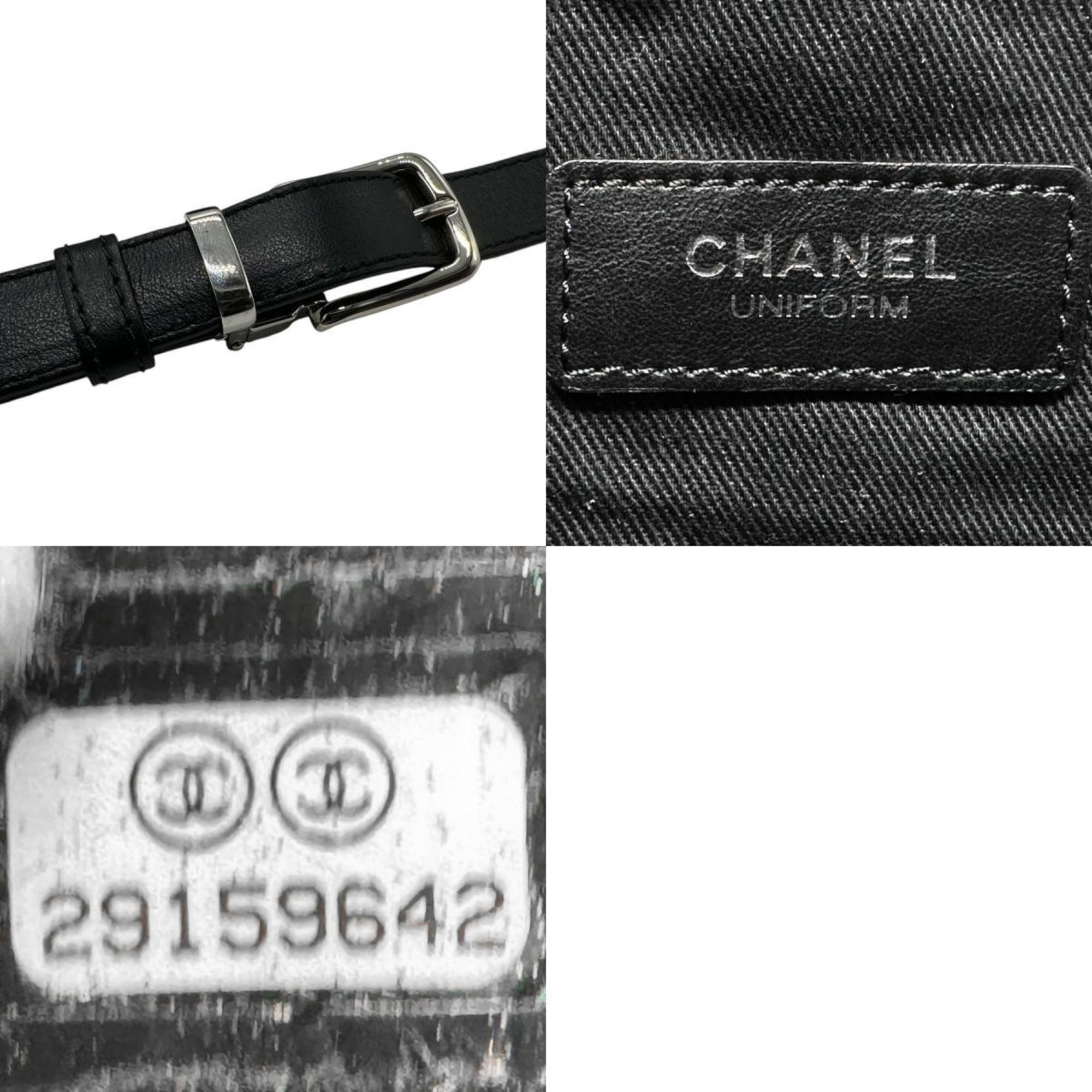 CHANEL Waist Bag Belt Staff Uniform Lambskin Black Women's n0436