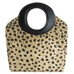 Christian Dior handbag leopard canvas leather brown black women's s0342