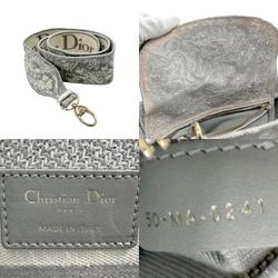 Christian Dior handbag shoulder bag Lady Delight canvas light gray off-white gold women's n0439