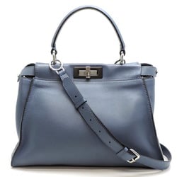 Fendi Peekaboo Medium Women's and Men's Handbag 8BN290 Leather Myrtle Blue (Blue)