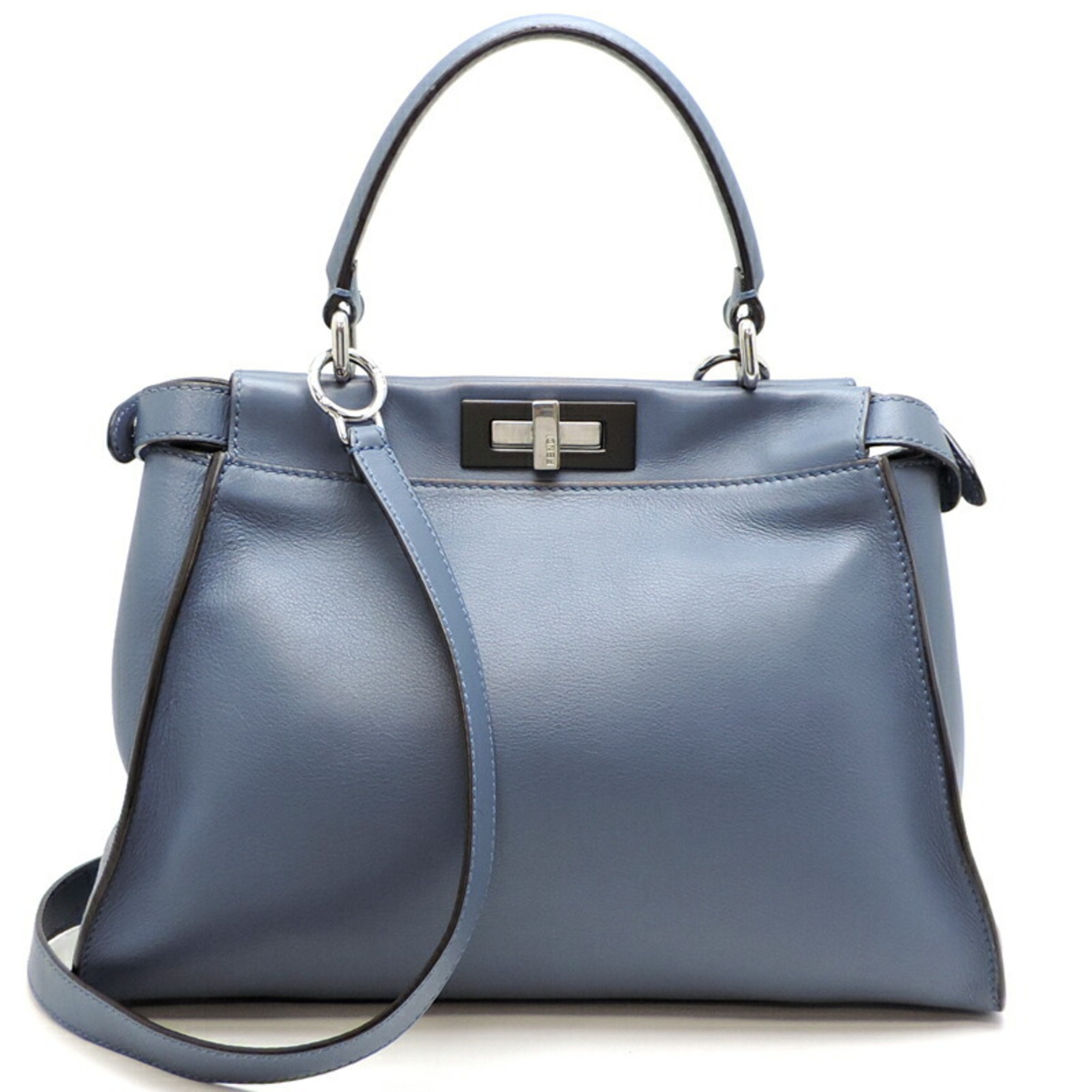 Fendi Peekaboo Medium Women's and Men's Handbag 8BN290 Leather Myrtle Blue (Blue)