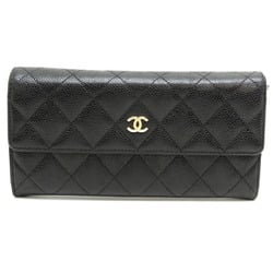 Chanel Matelasse Women's Long Wallet A50096 Caviar Skin Black