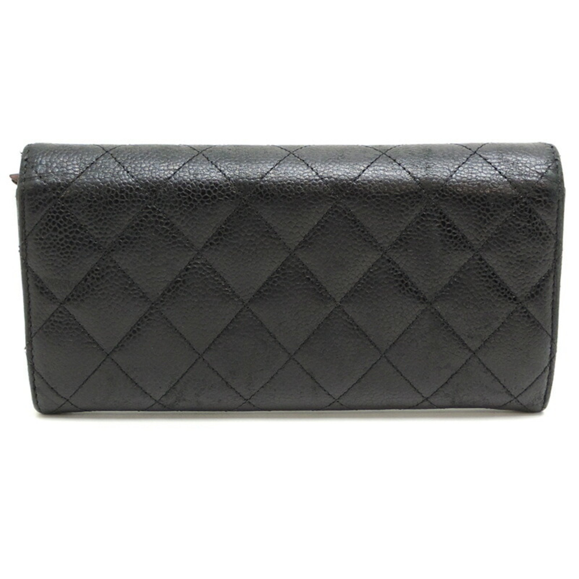 Chanel Matelasse Women's Long Wallet A50096 Caviar Skin Black