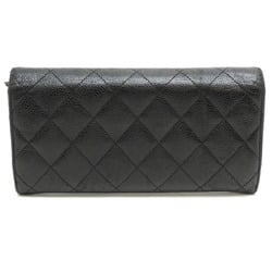 Chanel Matelasse Women's Long Wallet A50096 Caviar Skin Black