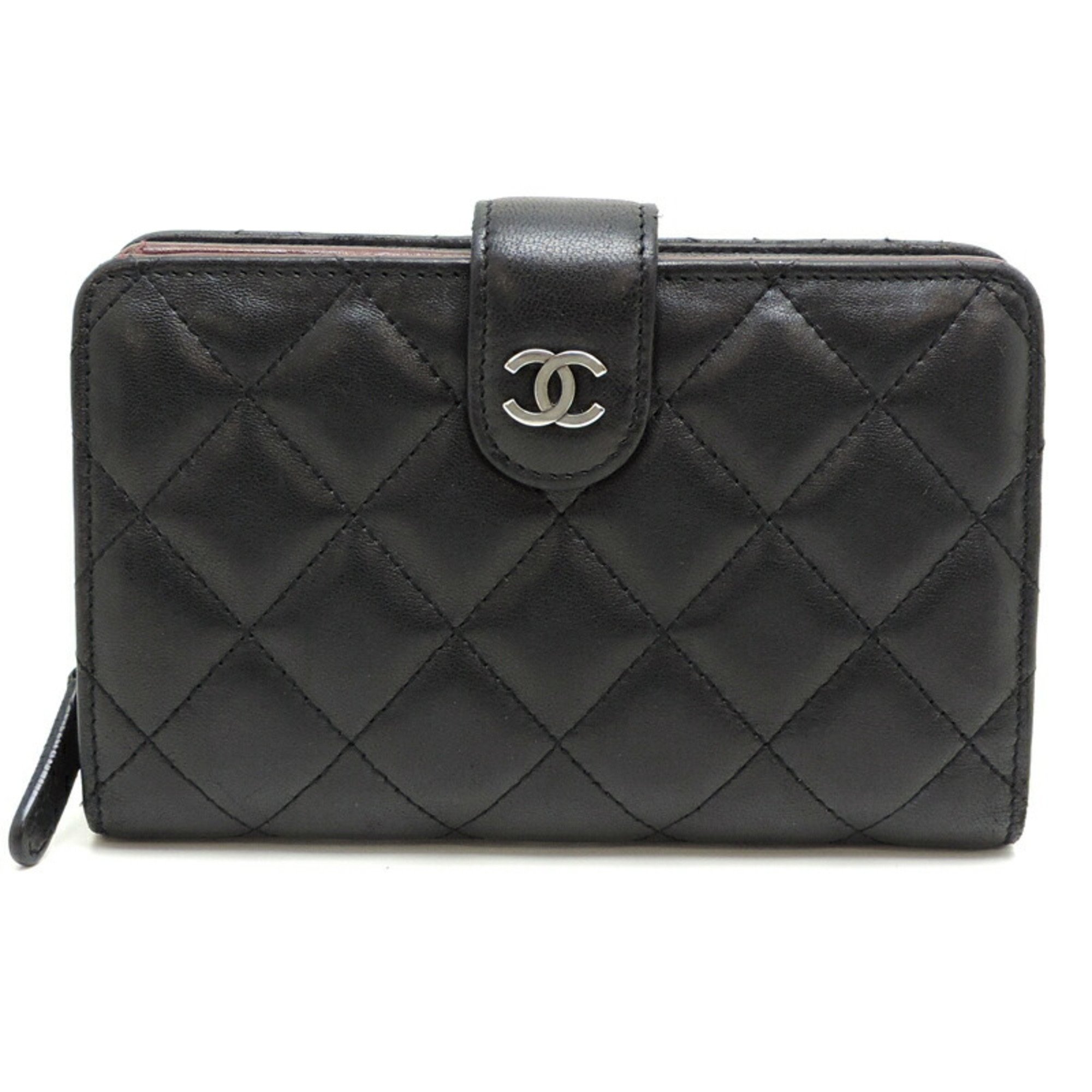 Chanel Matelasse Women's Bi-fold Wallet 8667 Lambskin Black