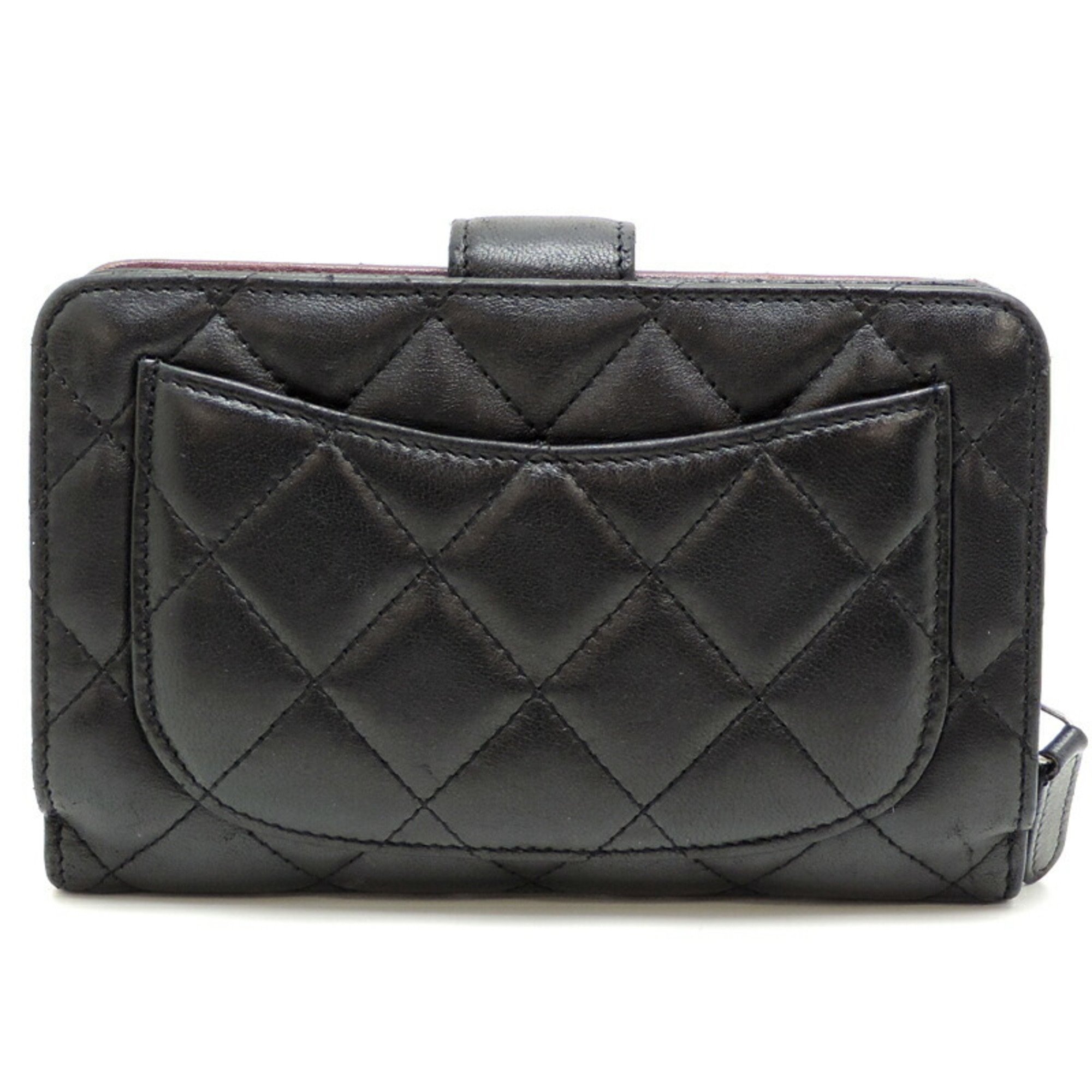 Chanel Matelasse Women's Bi-fold Wallet 8667 Lambskin Black