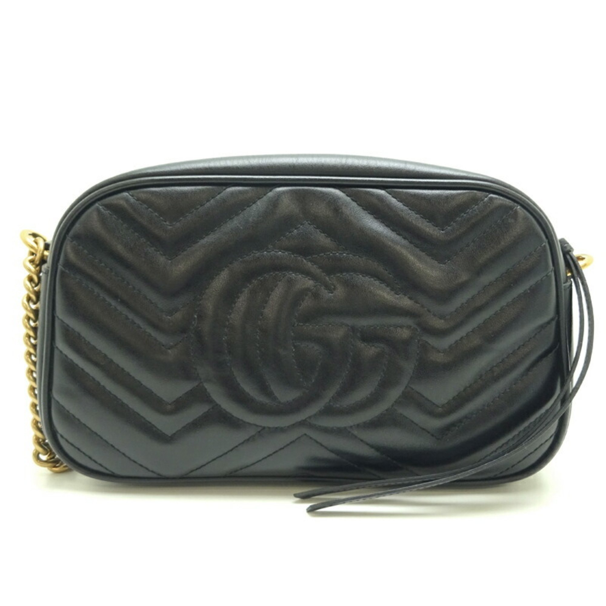 Gucci GG Marmont Quilted Small Women's Shoulder Bag 447632 Leather Black