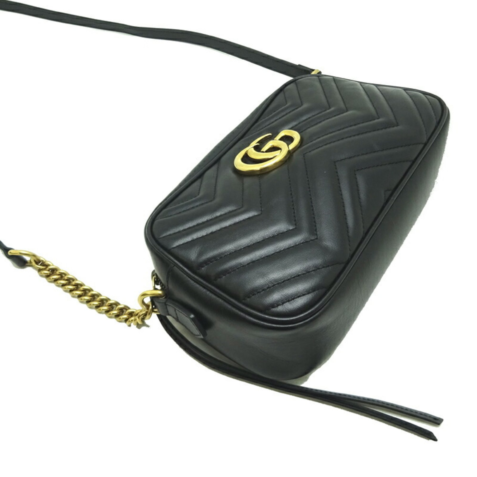 Gucci GG Marmont Quilted Small Women's Shoulder Bag 447632 Leather Black