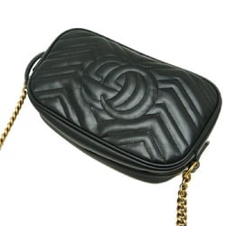 Gucci GG Marmont Quilted Small Women's Shoulder Bag 447632 Leather Black