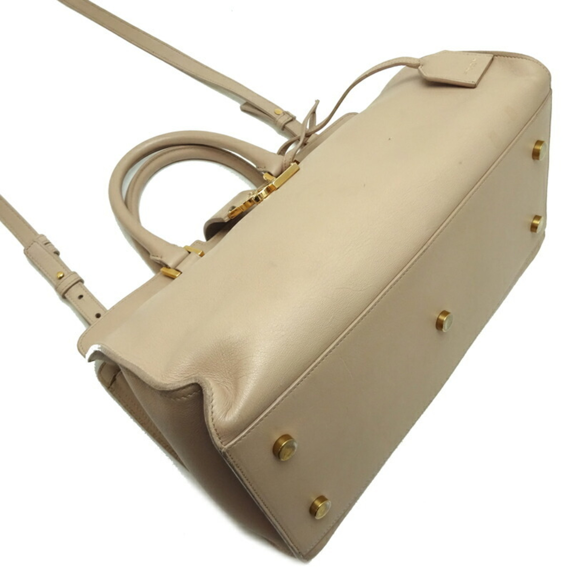 Saint Laurent Paris Baby Cabas Bag Women's Shoulder 424868 Leather Beige