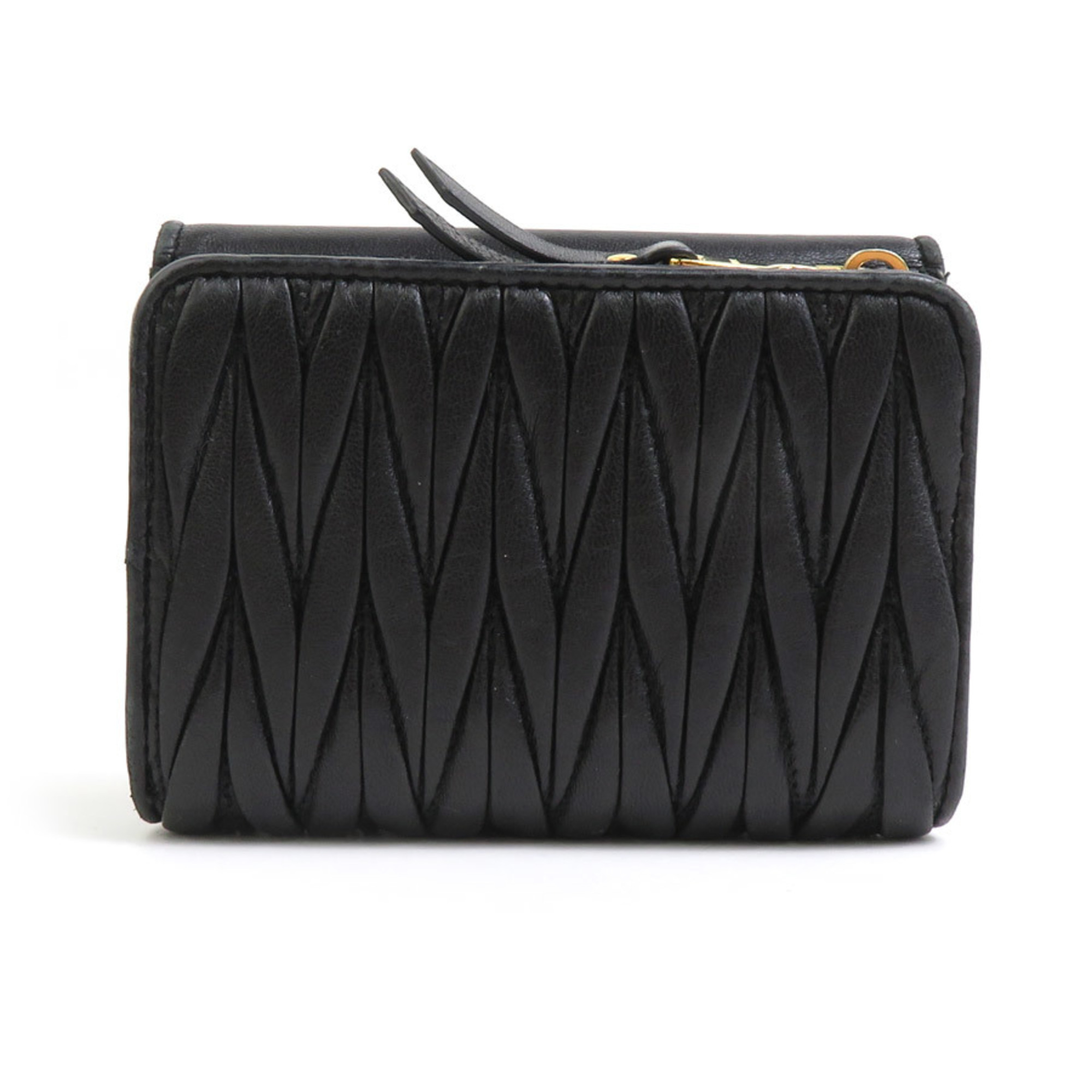 Miu MIUMIU Bi-fold Wallet Leather Black Women's 5ML002 H30577K