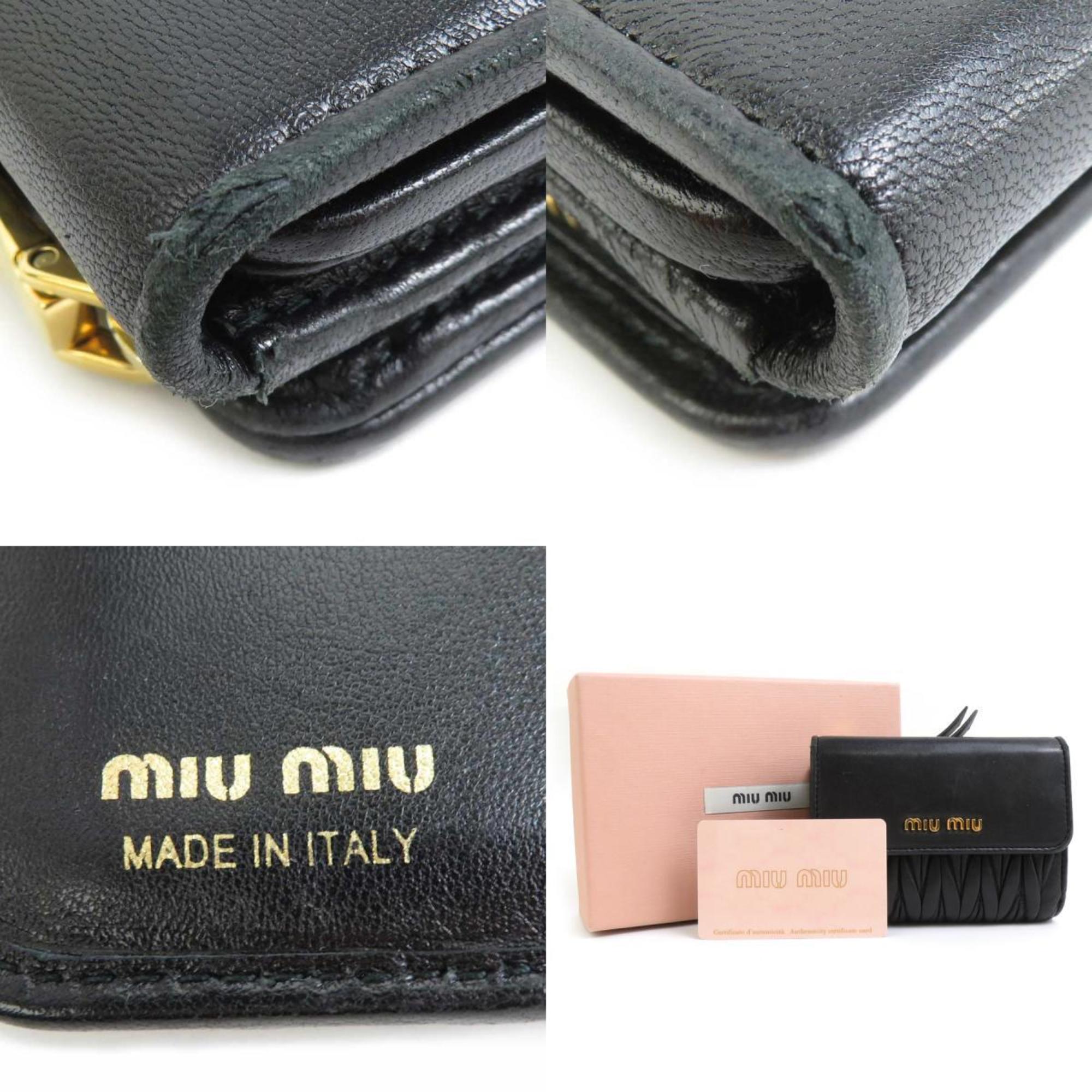 Miu MIUMIU Bi-fold Wallet Leather Black Women's 5ML002 H30577K