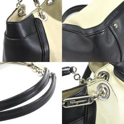 Salvatore Ferragamo handbag Gancini leather black x ivory ladies h30561a