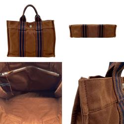 Hermes HERMES handbag tote bag Foultou cotton brown men's women's n0443