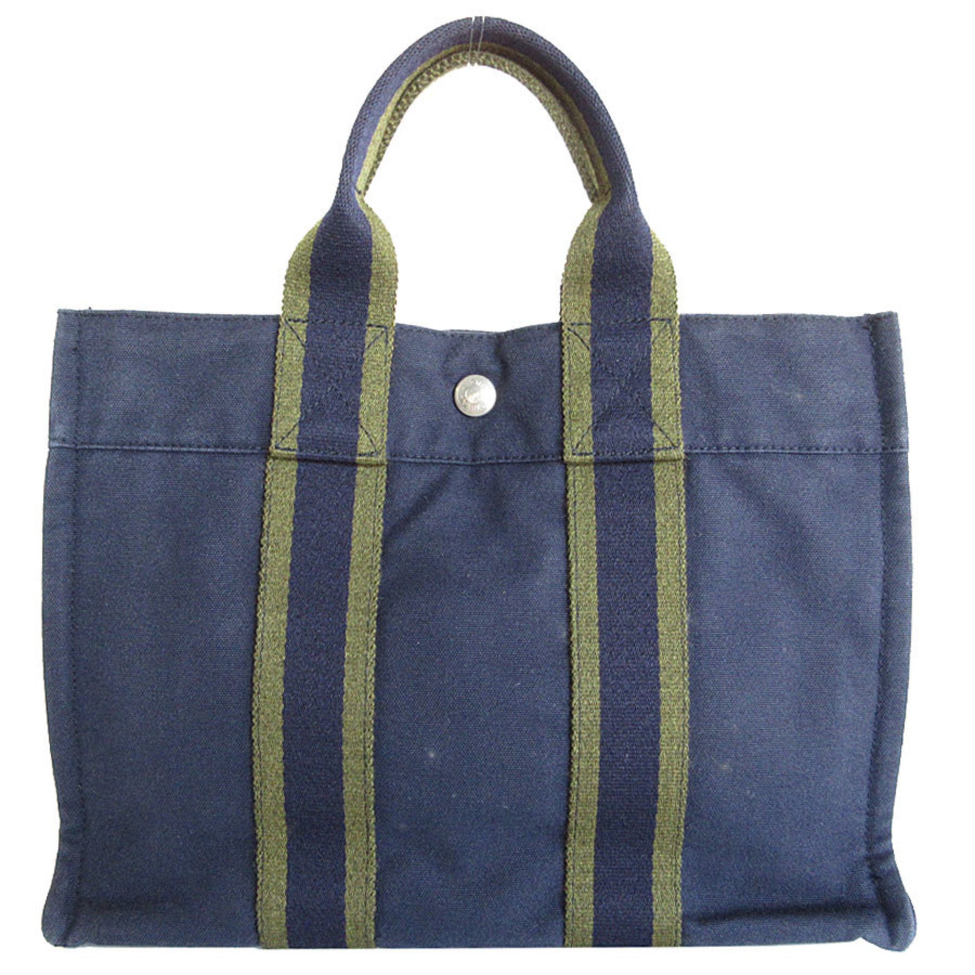 Hermes HERMES handbag tote bag Foultou cotton navy khaki silver men's women's s0349g