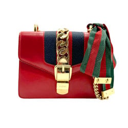 GUCCI Shoulder Bag Sylvie Leather Red Women's 431666 n0452