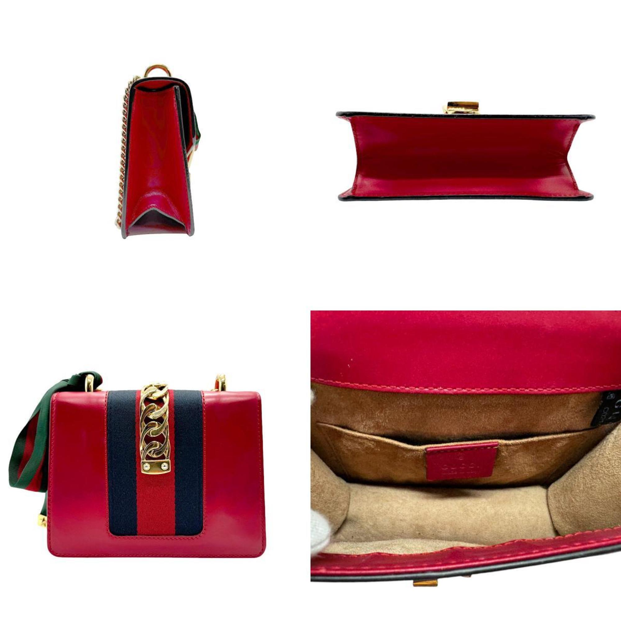 GUCCI Shoulder Bag Sylvie Leather Red Women's 431666 n0452