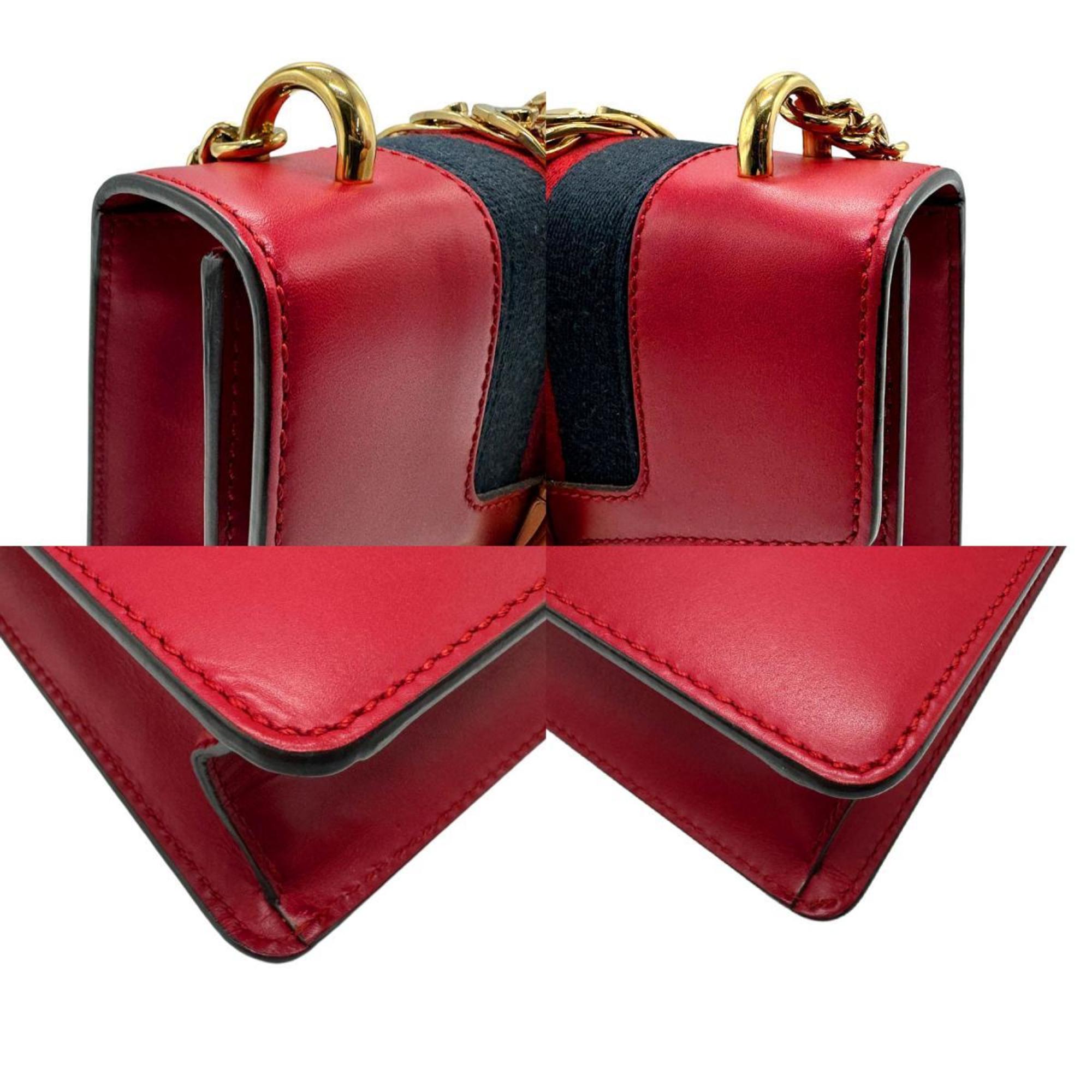 GUCCI Shoulder Bag Sylvie Leather Red Women's 431666 n0452