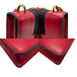 GUCCI Shoulder Bag Sylvie Leather Red Women's 431666 n0452