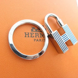 Hermes HERMES Keyring Padlock Quiz Metal Enamel Silver Blue Men's Women's s0363