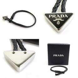 PRADA bracelet leather metal black men women h30578k