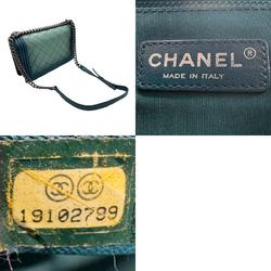 CHANEL Shoulder Bag Boy Chanel Lambskin Green Women's n0458