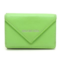 Balenciaga Paper Wallet Women's and Men's Tri-fold 391446 Leather Light Green (Green)