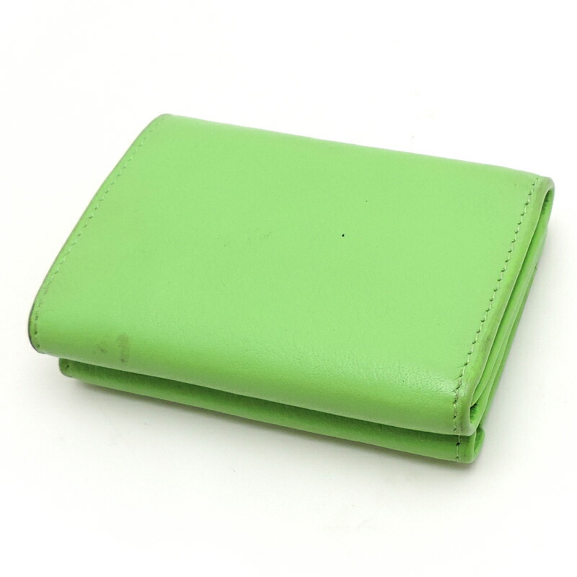 Balenciaga Paper Wallet Women's and Men's Tri-fold 391446 Leather Light Green (Green)