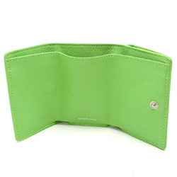 Balenciaga Paper Wallet Women's and Men's Tri-fold 391446 Leather Light Green (Green)