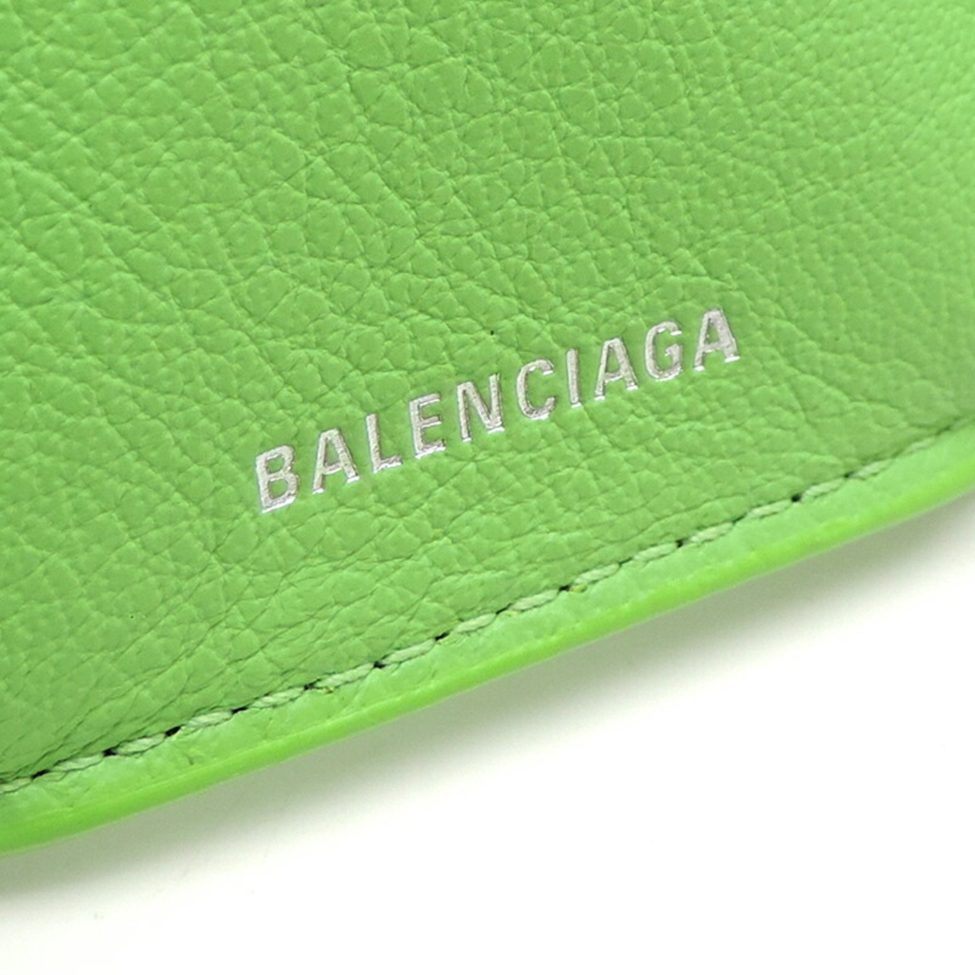 Balenciaga Paper Wallet Women's and Men's Tri-fold 391446 Leather Light Green (Green)