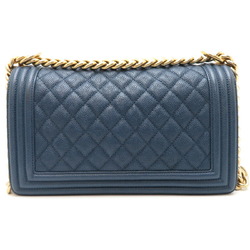 Chanel Seal Included Boy 25 Chain Shoulder Women's Bag A67086 Caviar Skin Blue