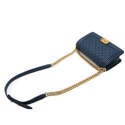 Chanel Seal Included Boy 25 Chain Shoulder Women's Bag A67086 Caviar Skin Blue