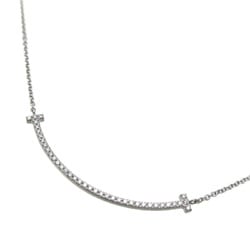 Tiffany 0.10ct Diamond T Smile Small Ladies Necklace 750 White Gold