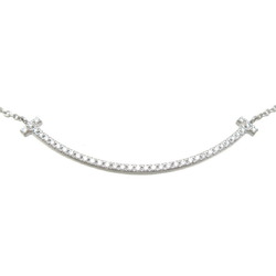 Tiffany 0.10ct Diamond T Smile Small Ladies Necklace 750 White Gold